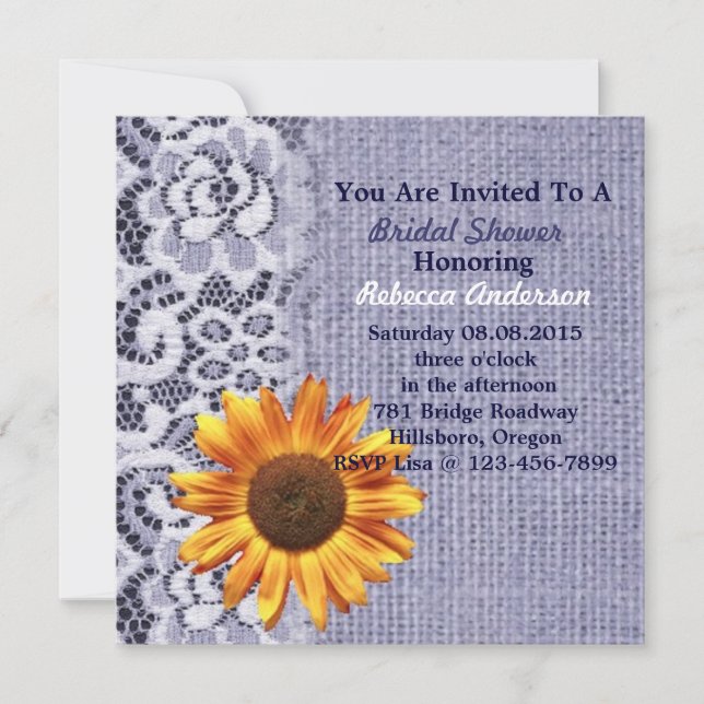 Convite chá de panela roxo do girassol do laço de (Frente)