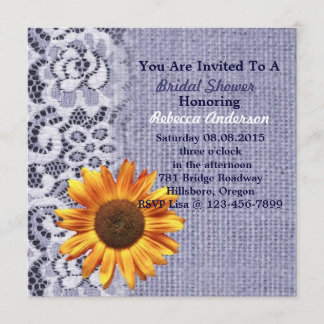 Convite chá de panela roxo do girassol do laço de