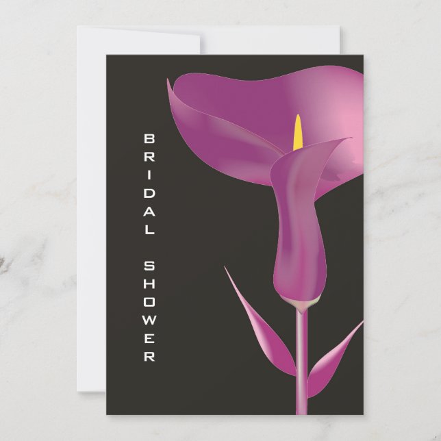 Convite Chá de panela roxo moderno do lírio de Calla (Frente)
