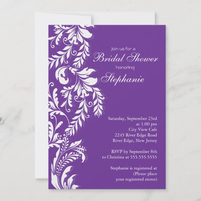 Convite Chá de panela Roxo Roxo Moderno (Frente)