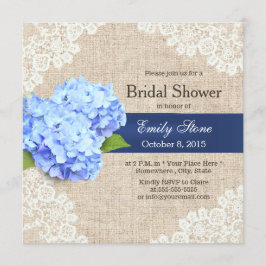 Convite Chá de panela Russo Azul Hydrangea Lace & Burlap