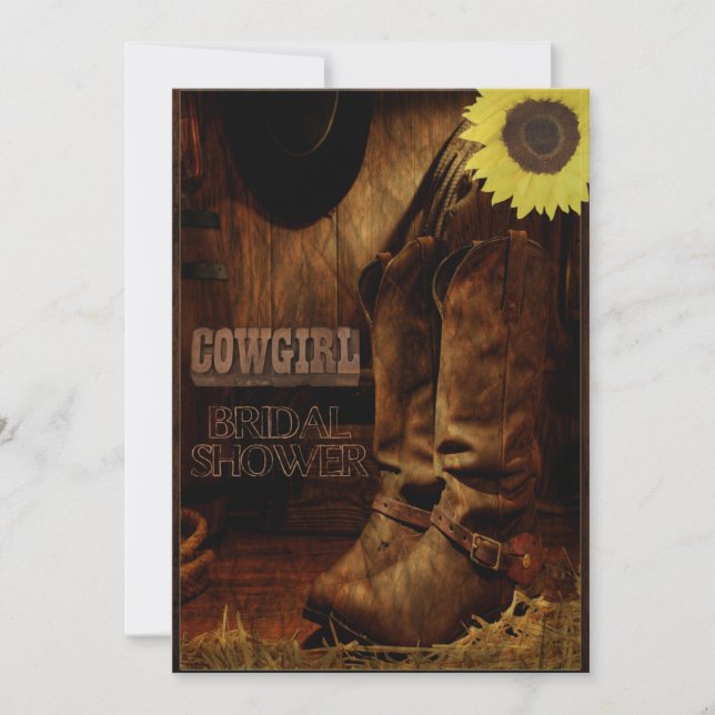 Convite Chá de panela Russo de Cowgirl Ocidental (Frente)