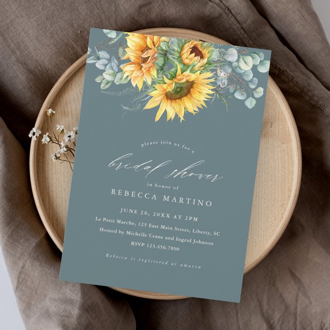 Convite Chá de panela Russo de Girassol Elegante (Criador carregado)