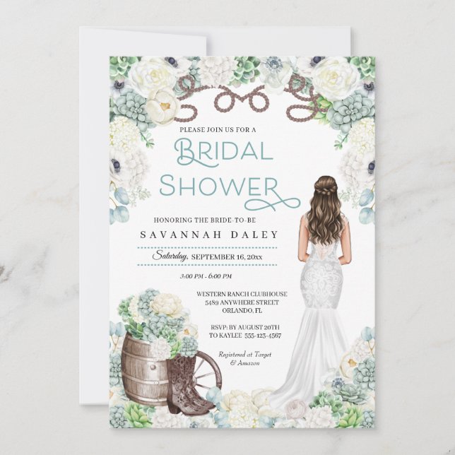 Convite Chá de panela Russo de Rapariga Ocidental Boots (Frente)