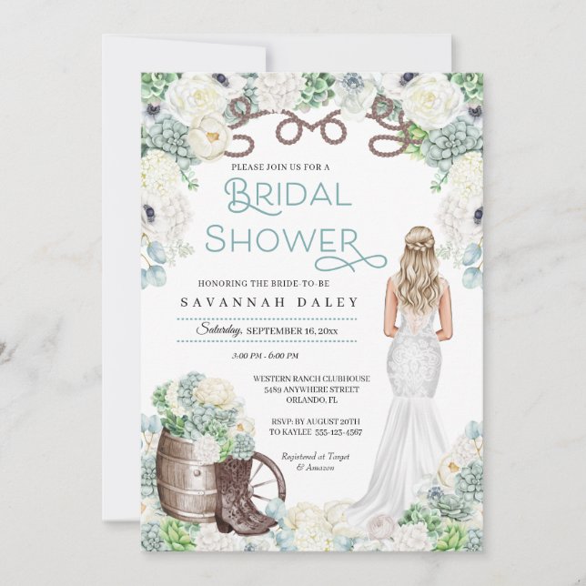 Convite Chá de panela Russo de Rapariga Ocidental Boots (Frente)