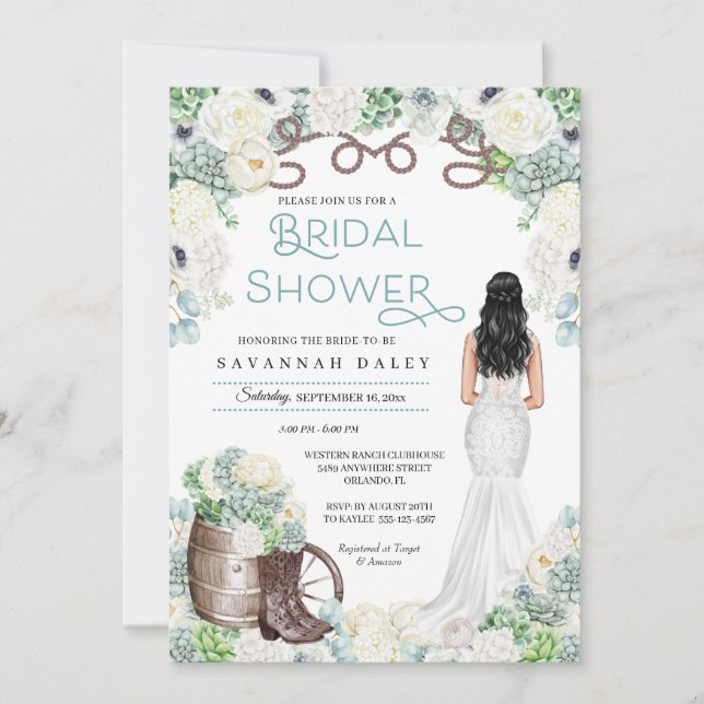 Convite Chá de panela Russo de Rapariga Ocidental Boots (Frente)