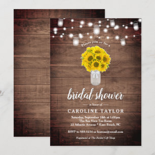 Convite Chá de panela Russo de Sunflower Mason Jar Lights