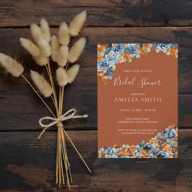 Convite Chá de panela Russo De Terracota Azul E Rusta Mari (Criador carregado)