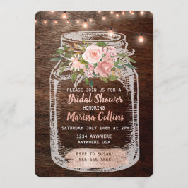 Convite Chá de panela Russo, Mason Jar Luzes Boho Floral