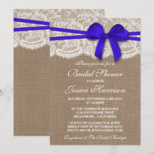 Convite Chá de panela Rustic Blue Arco, Burlap & Lace
