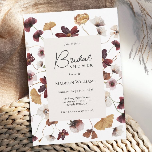 Convite Chá de panela Rustic Boho Wildflower (Available as printed and paperless digital download!)