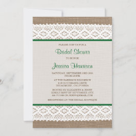 Convite Chá de panela Rustic Burlap & Vintage White Lace