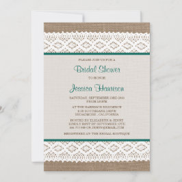 Convite Chá de panela Rustic Burlap & Vintage White Lace