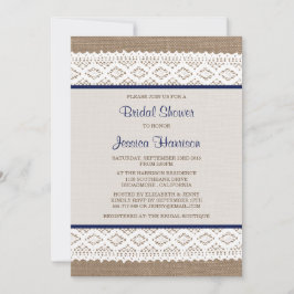 Convite Chá de panela Rustic Burlap & Vintage White Lace