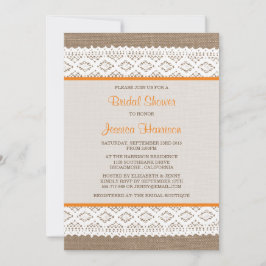 Convite Chá de panela Rustic Burlap & Vintage White Lace