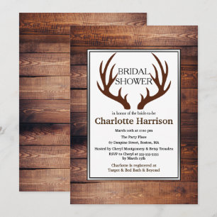Convite Chá de panela Rustic Country Deer Antlers