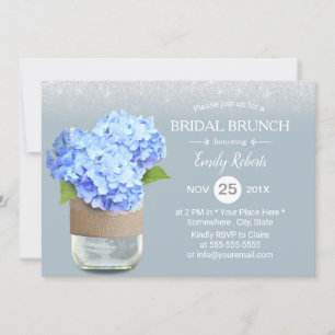 Convite Chá de panela Rustic Dusty Blue Hydrangea Brunch