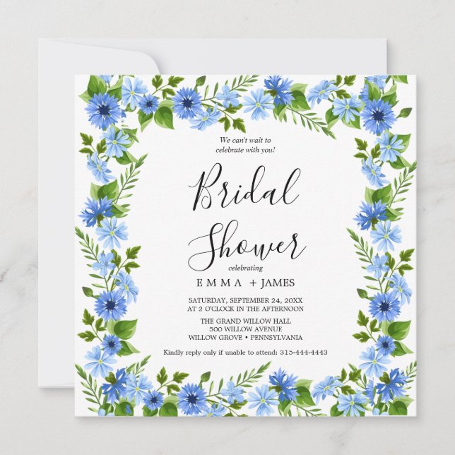 Convite Chá de panela Rustic Lilac Square (Frente)