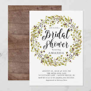 Convite Chá de panela Rustic Olive Wreath