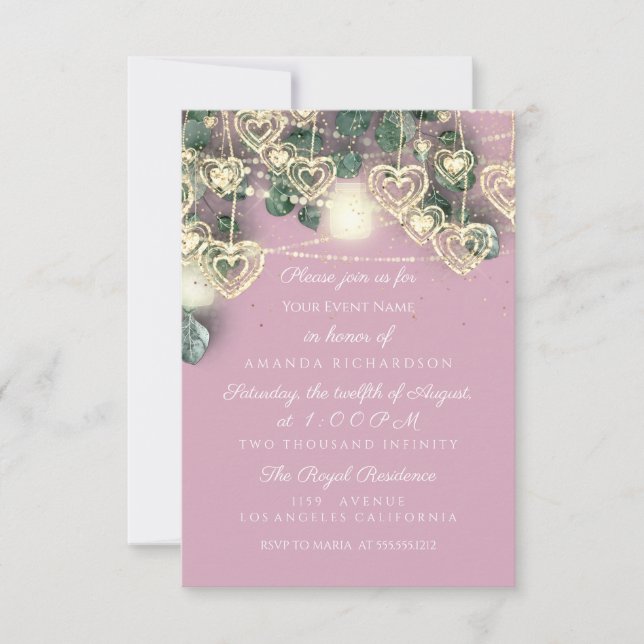 Convite Chá de panela Rustic Pink 16º (Frente)