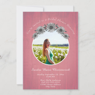 Convite Chá de panela Rustic Sunflower Dusty rosa