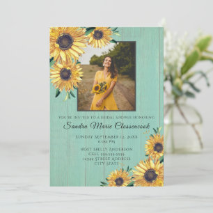 Convite Chá de panela Rustic Sunflower Sage Wood