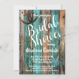 Convite Chá de panela Rustic Teal Barn Wood