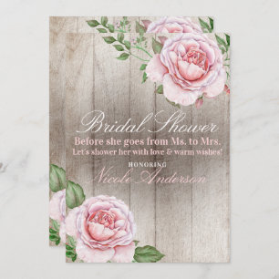 Convite Chá de panela rústico branco do chique cor-de-rosa