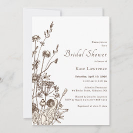 Convite Chá de panela Rústico de Flores Selvagens