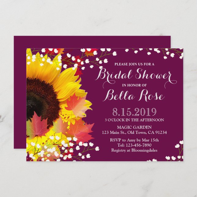 Convite Chá de panela Rústico de Girassol (Frente/Verso)