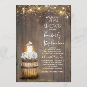 Convite Chá de panela Rústico de Lanterna Rústica do Bebê