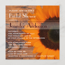 Convite Chá de panela Rústico De Madeira De Girassol