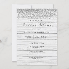 Convite Chá de panela Rústico de Prata de Madeira Branca