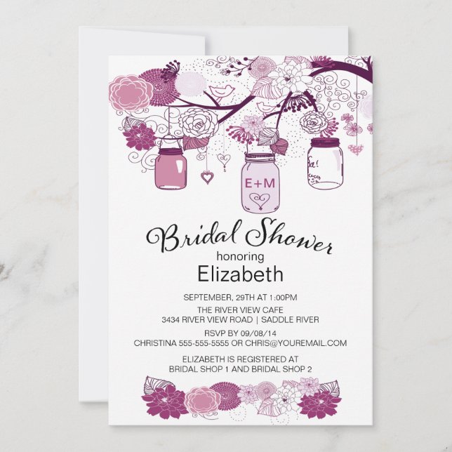 Convite Chá de panela rústico do frasco de pedreiro do (Frente)