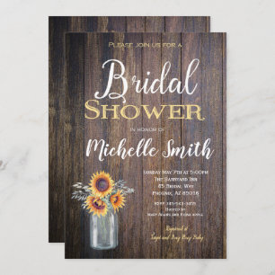 Convite Chá de panela rústico do girassol, rústico