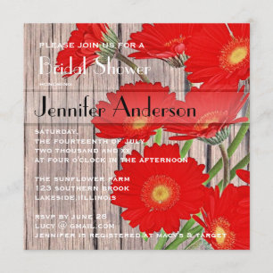 Convite Chá de panela rústico do país do Gerbera do