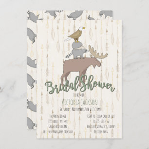 Convite Chá de panela rústico dos animais da floresta