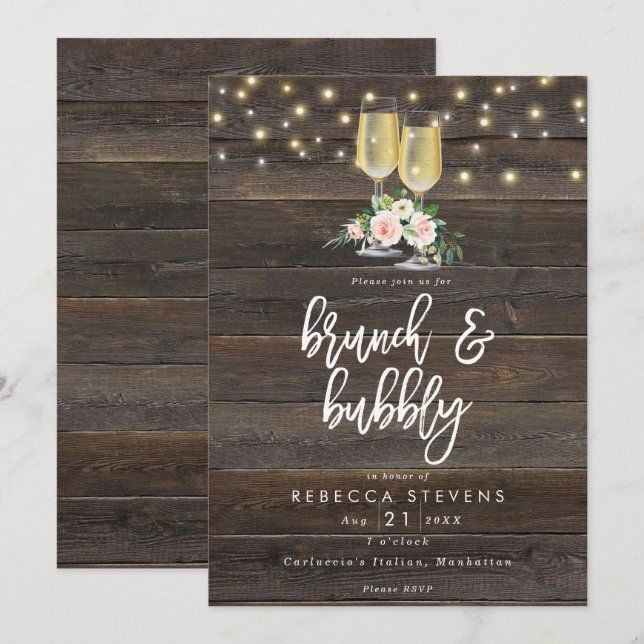 Convite chá de panela rústico floral (Frente/Verso)