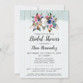 Convite Chá de panela Rústico Floral Crânio