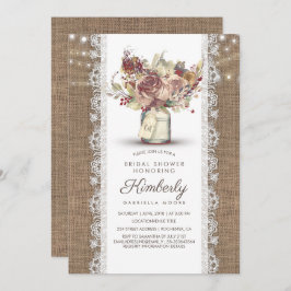 Convite Chá de panela Rústico Vintage Mason Jar Burlap Lac