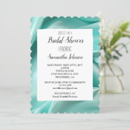 Convite Chá de panela Satin de Aqua Mint Faux bonito