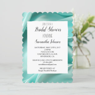 Convite Chá de panela Satin de Aqua Mint Faux bonito
