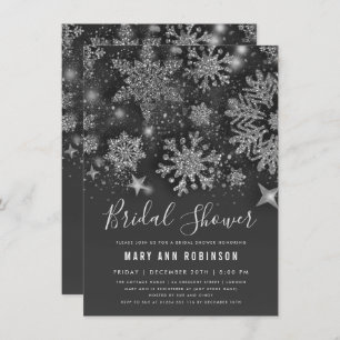 Convite Chá de panela Silver Winter Glitter & Stars
