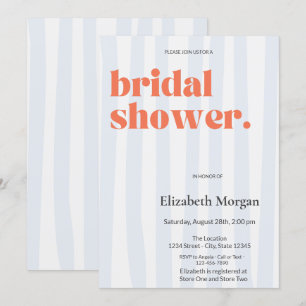 Convite Chá de panela Simples com Stripes Azuis Retroativa