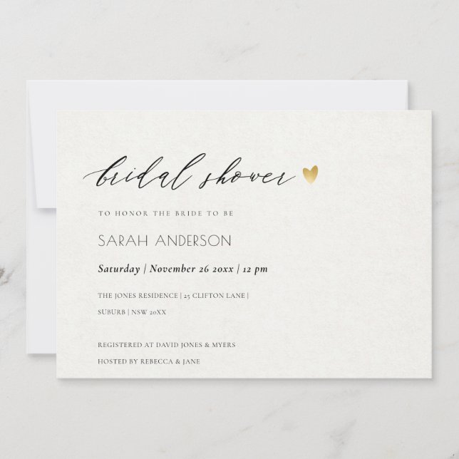 CONVITE CHÁ DE PANELA SIMPLES ELEGANTE DOURADO KRAFT TYPOG (Frente)