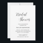 Convite Chá de panela Simples Preto e Branco Moderno<br><div class="desc">Convites de chá de panela brancos e negros contemporâneos com um layout simples e minimalista com o cabeçalho em um roteiro de caligrafia elegante. Um design moderno que vai bem com qualquer estilo de chá de panela.</div>