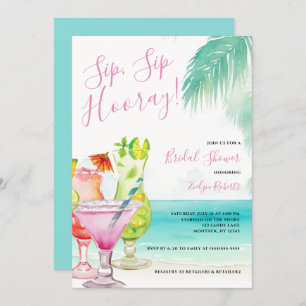 Convite Chá de panela Sip Sip Hooray Tropical Cocktails