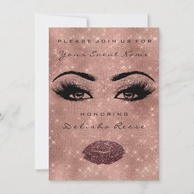 Convite Chá de panela Spark 16th Rosa Spark Glitter Eggpla (Frente)