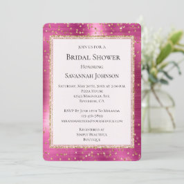 Convite Chá de panela Sparkle Confetti Dourado Glam Rosa-C