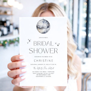 Convite Chá de panela Sparkle de Disco Silver